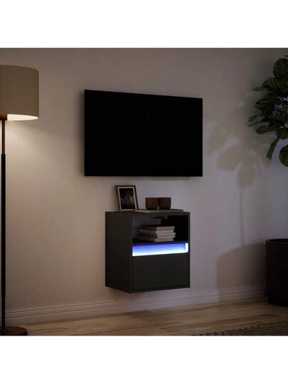 VidaXL TV Wand Unit LED Lighting 41x31x45 Cm Zwart view 5