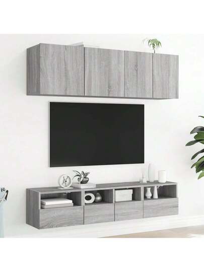 VidaXL TV Wand Units Pcs 40x30x30 Cm Processed Wood Grijs Sonoma view 4