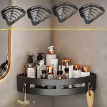 2pcs Plastic Corner Draining Storage Boxes With Built-In Hooks, No-Drilling Patch-Type Bathroom Organizer - Space-Saving Anti-Slip Shower Storage For Shampoo/Body Wash/Cosmetics, Multi-Purpose Shelf For Kitchen/Apartment, Easy-To-Install Home Decoration & Bathroom Essentials, Perfect Christmas Gifts For Girls & Homeowners, Waterproof Bathroom Storage Deco