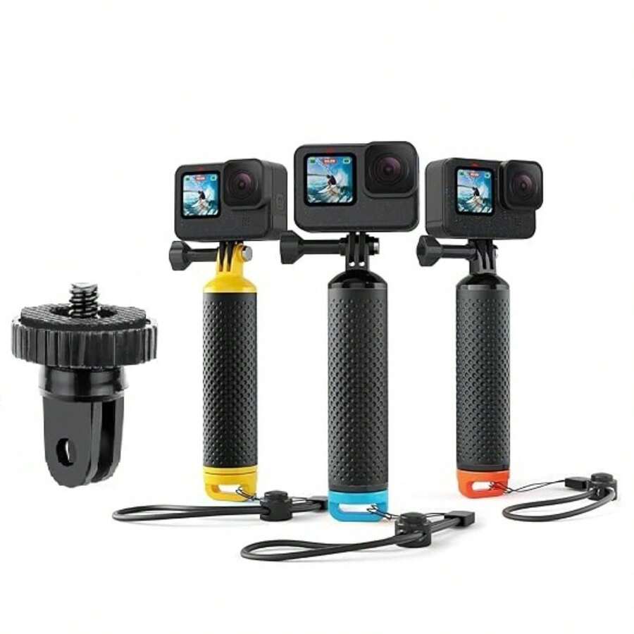 Floating Hand Grip Waterproof Monopod For GoPro Hero 13 12 11 10 9 8 7 6 5 4 3+ 2 1 Session Black Silver Handler & Handle Mount Accessories Kit For Water Sport And Action Cameras - Multicolor - View 1
