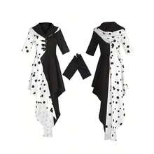 Spotted Dress Role Playing Cloak Dress Set Dalmatian Halloween Dress For Girls - màu đen - Xem 1