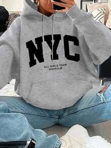 Plus Size Women's NYC Letter Sports Club Text Pattern Graphic Hoodie | Loose Casual Fall & Winter Sweatshirt |Hoodies Plus Size Women,Plus Size Women Clothes,Winter Clothes Women,Sweatshirts For Women,Thanksgiving Outfit Women Plus Size,Plus Size Christmas Outfits For Women,Maija Curve,Jumpers For Women,Winter Clothes Women Curve,Plus Size Winter Clothes,Hauture,Curve Christmas,Holiday Outfits Curve,Curve Co Ord Set,Curve Knitwear
