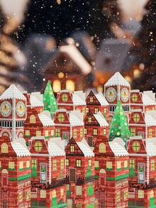 24 Stücke Weihnachts-Adventskalender Boxen - Rotes & weißes Lebkuchenhaus Design mit goldenen Uhren, Winterdorf Szene, perfekt für Feiertagspartys als Gastgeschenke & Geschenkverpackung, Weihnachtsdekoration