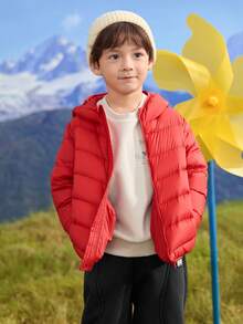 Balabala Tween Girl Lightweight Down Jacket Fall/Winter – Hooded Water & Oil Resistant Family Style - Brick Red - View 2