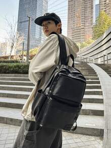 Business, Fashion, Casual, Autumn/Winter, New, Punk, Versatile, Minimalist, Retro, Daily Commute, Work, Business Trip, Outfit, Sports, School, Motorcycle, Riding, Party, Date, Travel, Vacation, Hiking, Camping, PU, Soft Leather, Backpack