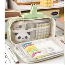 Colorful School Pencil Case, High Capacity Pencil Case - màu đen - Xem 3