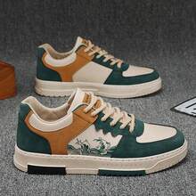 Men's Color Block Lace-up Front Skate Shoes, Men's Athletic Shoes - Green - View 5