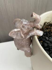Adorable Animal Ornament Elephant Huggers Plant Pot Edge Decor Climbing Elephant For Yard & Gift Giving - 大象 - 查看 4
