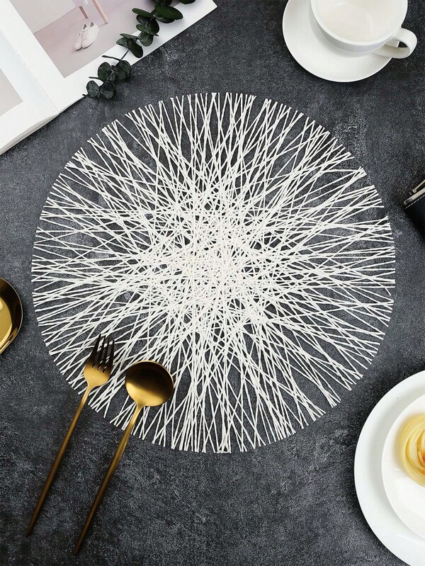 1-6 Stück/Set runde Cut Out gewebte moderne minimalistische Tischsets, leicht zu reinigen, abwischbar, rutschfest, Tischsets für Esszimmer, Feiertage, Hochzeiten, Partys, Festdekorationen