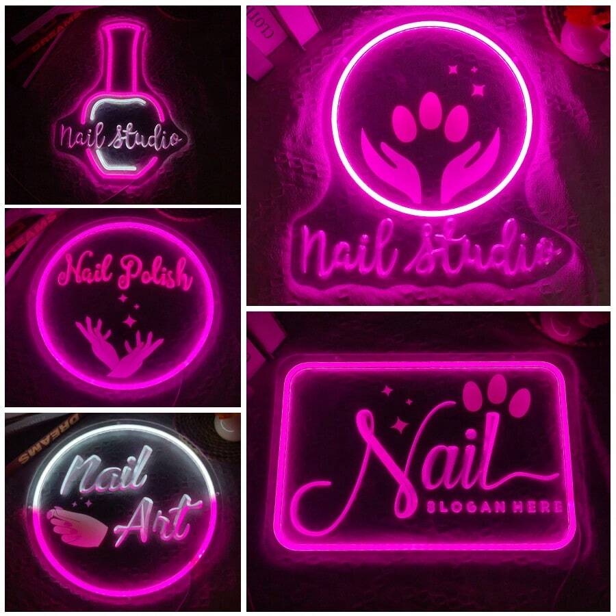 1pc Pink Neon Nail Salon Sign LED Decorative Light, USB Powered, Suitable For Nail Salon, Beauty Salon, Eyelash Extension, Spa Decor
