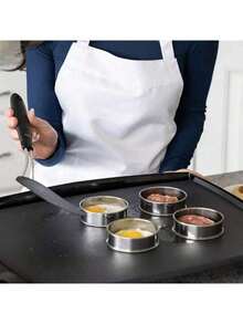 2 piezas Molde de acero inoxidable con forma de doble cuerno para hornear pasteles, galletas, huevos, hamburguesas - Plateado - Ver 8