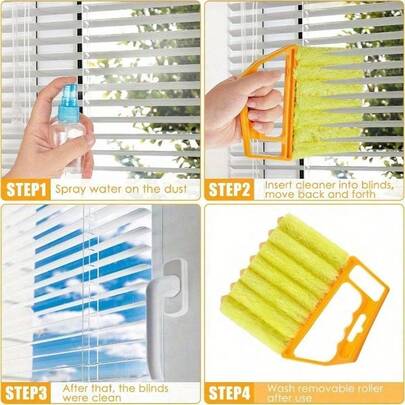 1 Piece, Washable Window Cleaning Brush With Microfiber To Easily Collect Dust And Clean Blinds