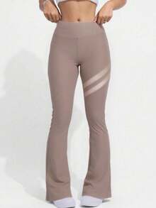 Leggings de yoga de talla grande, pantalones de tiburón con bolsillo para teléfono móvil, pantalones de fitness para levantar abdomen y cadera, cintura alta, verano - Caqui - Ver 2