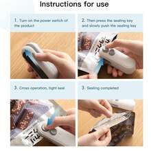 Bag Sealer With Magnetic, Rechargeable Handheld Heat Sealing Machine For Package Or Keeping Food Fresh - 白色 - 查看 7