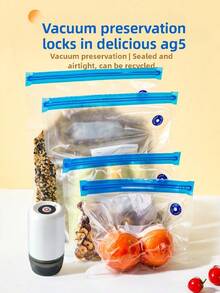 RAF RAF Food Vacuum Storage Bags And Handheld Electric Vacuum Machine Sets, Rechargeable 500mAh Battery, Reusable Vacuum Sealing Zipper Bags, 1 Electric Pump, For Dry And Wet Flour Storage Of Meat, Vegetables, Fruits, Etc., Large, Medium And Small Vacuum Zipper Bags, For Refrigerator Storage, Food Freshness Preservation Bags,