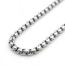 18-36"MEN Stainless Steel 3mm Silver/Gold Plated Box Chain Rhinestone Pendant - Đá quý bạc + đen - Xem 5