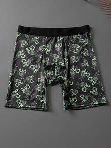 HIALEGION 3Pcs Men's Cat-Printed Digital-Printed Casual Style Simple Comfortable Men's Long Leg Boxer Briefs