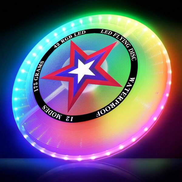 Multi Color LED Disc, Equipped With 42 LED Lights, Weighing 175 Grams, With Multiple Light Colors, USB Charging, And Waterproof Function. It Is Suitable For Adults Outdoors, Can Be Used As A Beach, And Is Also Suitable For Camping And Courtyards