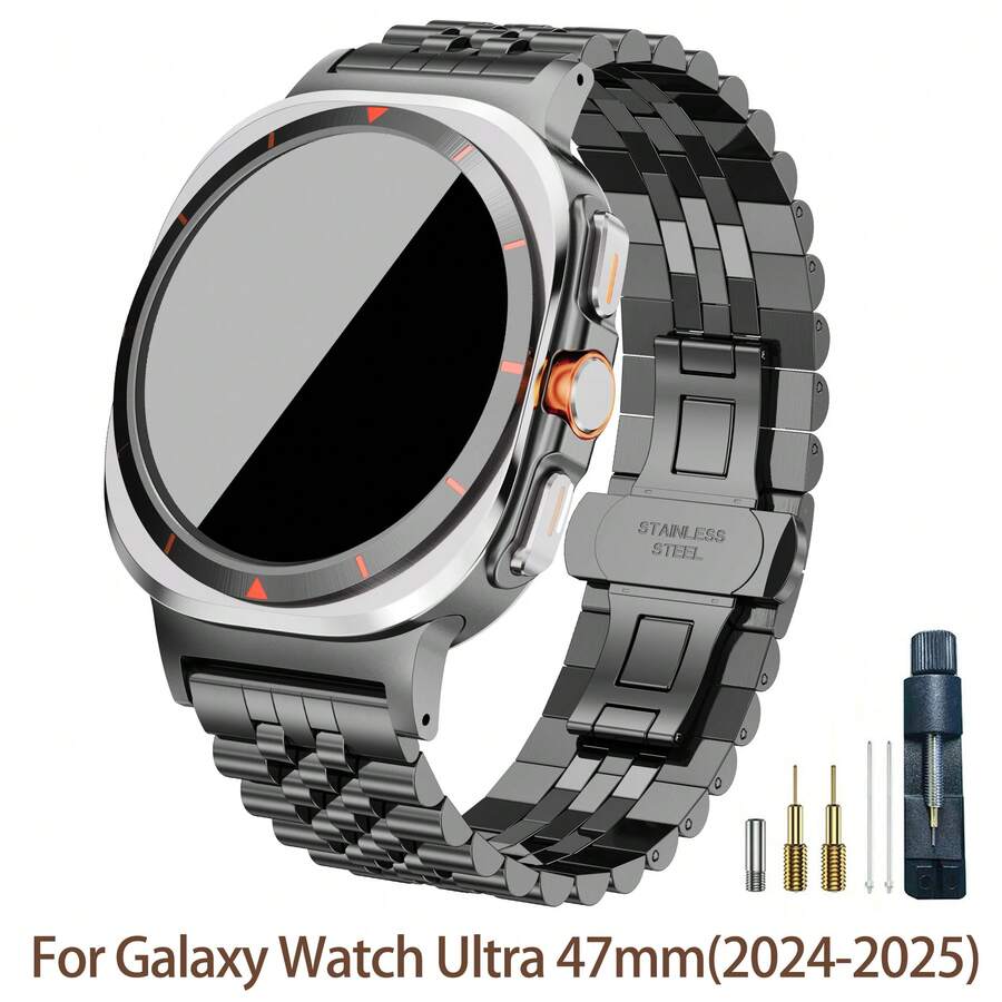 1 件 Galaxy Watch Ultra 47 毫米表带，豪华商务不锈钢金属表带，适用于三星 Galaxy Watch 7 Ultra 47 毫米，男女皆宜 - Galaxy Watch Ultra 47mm - 查看 1