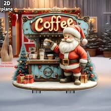 Charming Christmas Yard Decoration Set - Santa Claus Coffee Shop, Suitable For Outdoor Holiday Display
