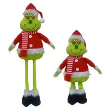 1pcChristmas Telescopic Standing Figure Christmas Decoration Grinch Green-Haired Monster Figurine Home Decor Christmas Decorations Room Decor