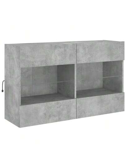 VidaXL TV Wand Unit LED Lighting 98.5x30x60.5 Cm Concrete Grijs view 3