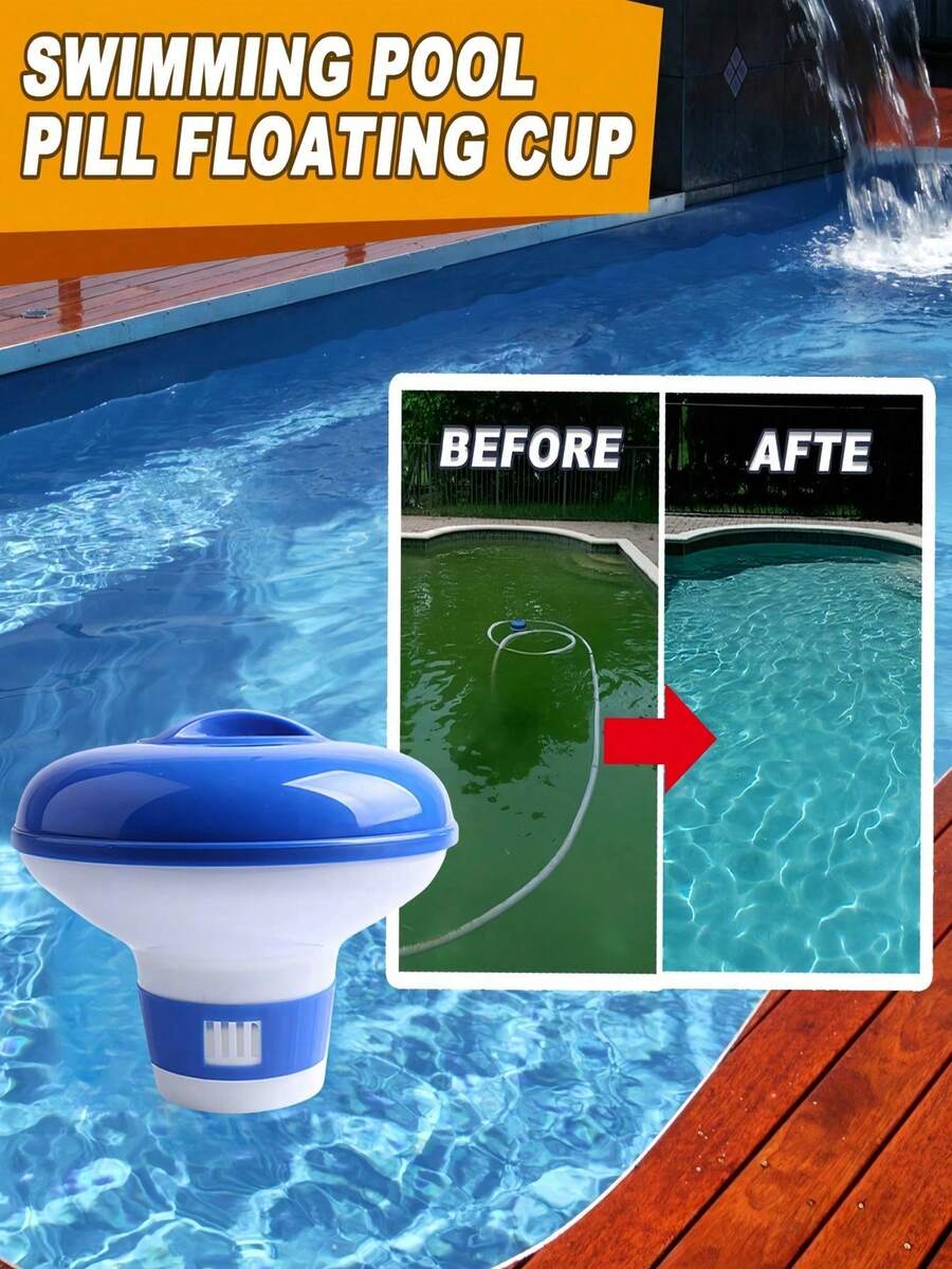 1pcwimming Pool Floating Effervescent Tablet Float, Swimming Pool Automatic Dosing Device, Swimming Pool Water Quality Cleaning And Disinfection Floating Device, Suitable For Home Swimming Pools, Aquariums, Water Parks And Other Occasions.