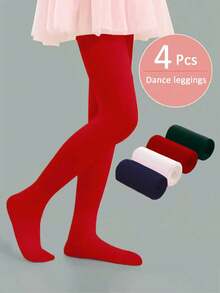 4 Packs/2 Packs Girls Ballet Leggings Dance Pantyhose Red Christmas Leggings - Multicolor - View 22
