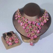 1 Set Elegant Women's Jewelry Set, Necklace Earrings 3 Pieces Set, Rhinestone Encrusted, Fashionable Luxury Jewelry Set, Suitable For Bride, Wedding, Banquet, Formal Occasions