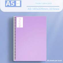 1pc A5/B5 Muted Color PP Cover Spiral Notebook (80 Sheets/Book), Suitable For Students, Business, Office, Exams - Lined Notebook, Memo Pad, Diary, Sketchbook, Workbook, Note-Taking
