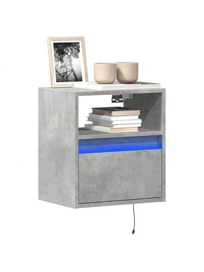 VidaXL TV Wand Unit LED Lighting 41x31x45 Cm Concrete Grijs