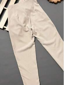 Women's Skinny Za Pants High Waist Casual Side Pockets Social/Formal Look Elegant Fashion - Màu be - Xem 4