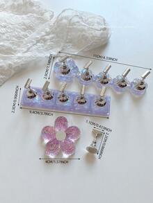 3D 亚克力极光冰透明格子美甲支架练习架美甲装饰套装，包含树脂水晶球、钻石、复古花卉激光设计，适用于 DIY、家居、户外、女性、母亲、姐妹、妻子、女朋友、婚礼、美甲沙龙、情人节