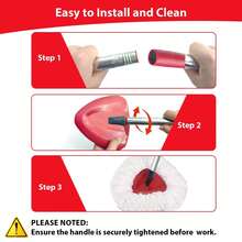 Spin Mop Replacement Set For O-Ceda EasyWring 1-Tank System, Includes 4 Mop Head Replacement, 1 Mop Handle (4-Section Pole), 1 Scrubber Head, 1 Spin Base - trắng - Xem 4