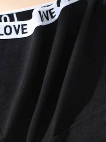 7条装女士低腰黑色100%纯棉字母腰带平角内裤，柔软舒适运动休闲三角裤 - 黑色 - 查看 9