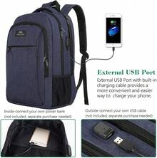 Mochila para portátil con carga USB, mochila de 15.6 pulgadas, mochila antirrobo para hombres, mochila de viaje impermeable y delgada, regalo para hombres y mujeres, negro: electrónica - azul - Ver 5