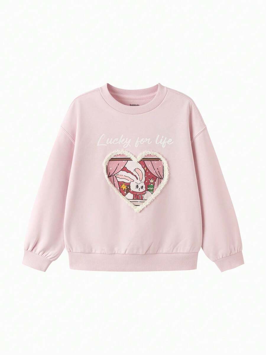 Balabala Girls Hoodie 2025 Fall New Sweet Graphic T-Shirt