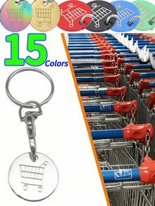1pc-10pcs Shopping Cart Token Supermarket Trolley, Stainless Steel Shopping Trolley Remover, Shopping Trolley Token Pendants, Shopping Trolley Chips, Metal Stainless Steel Keychain, Keyring Decoration With Trolley Unlocking Key, Keyring Accessory - Multicolor - View 13