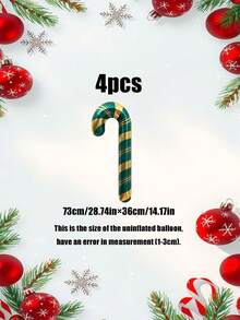 4pcs Christmas Candy Cane Foil Balloons, Suitable For Christmas Decoration - Multicolor - View 10