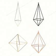 Hanging Iron Air Planter Cube - Soil-Free Plants & Floral Pot, Geometric Triangle Design With Rope Hanger, Lightweight & Durable For Indoor/Outdoor, Suitable For Valentine's Day, Home Party, Wedding, Holiday, Study & Garden Decor - Multicolor - View 7