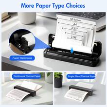 Portable Thermal Printer For Travel, Print 8.5x11" Paper Instantly With Bluetooth, Inkless Mobile Printer For Office Docs, School Notes, Travel|Students Professionals, A4 Portable Wireless Travel Printer A4 Thermal Printer Mobile Printer Wumo Printer Or A4 Thermal Printing Paper Support 8.5" X 11" US Letter Mobile Printer Compatible With IPhone Android Windows Suitable For Office, Home And Car - Please Select Printer Or Paper Option, Black/White - trắng - Xem 6