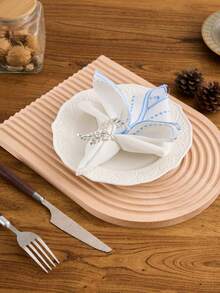 1/4/6/12 件法式简约纯色方形餐巾，蓝云图案刺绣边饰，适用于厨房、杯子、碗、盘子的餐垫，适合节日、聚会、派对、婚礼、晚宴、宿舍、家居装饰 - 藍白色 - 查看 8