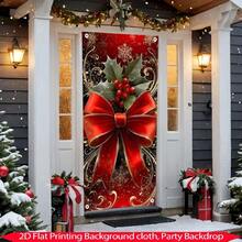1 Pancarta plana de Navidad para puerta, 1 Decoración colgante de puerta de Navidad, Decoración de puerta interior/principal, Pancarta de Año Nuevo, Cortina de puerta de Navidad con renos, Decoración de cortina de puerta para fiesta, Fibra de poliuretano resistente, Sin necesidad de electricidad, Con orificios para colgar fácilmente
