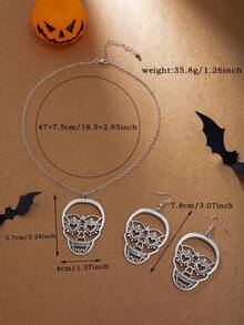 2pcs Gothic Style Necklace & Earrings Jewelry Set, Unique Fashion Accessories For Party, Halloween Gift For Friends