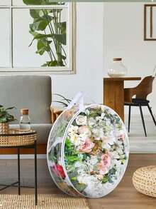 Worek do przechowywania wieńców bożonarodzeniowych, 61 cm, przezroczysty pojemnik na wieńce bożonarodzeniowe, stojak na girlandy, przezroczyste tworzywo PVC, z uchwytami, wielofunkcyjny pojemnik na świąteczne dekoracje, artykuły dekoracyjne do kuchni, wysokiej jakości tworzywo PVC z podwójnym zamkiem błyskawicznym i solidnymi uchwytami, okrągły pojemnik na wieńce na świąteczne dekoracje, wielofunkcyjny do użytku przez cały rok, świąteczny design, zapięcie na zamek błyskawiczny, worek do przechowywania ozdób