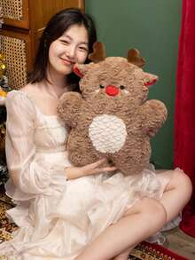 1 Stück Weihnachts-Rentier mit roter Nase Plüschpuppe, das erste Geschenk für Jungen und Mädchen zum Neujahr