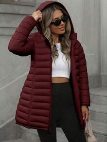 معطف نسائي أنيق متوسط الطول مزود بقلنسوة ذو تصميم مزدوج الجانب - مناسب للارتداء اليومي والتنقل، قطعة مريحة للخريف مزودة بجيوب