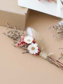 12 Pcs Boho Dried Flower Bouquet Mini Wedding Handmade Dry Flowers Decor For Vase Crafts DIY Photo Boutonniere For Men Floral Plant For Bridesmaid Gift Birthday Decor And Autumn Decor Items