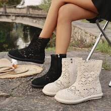 2025 neue leichte Sommer Mesh Stiefeletten für Damen, atmungsaktive Netzstiefel, künstlerischer Mori-Stil