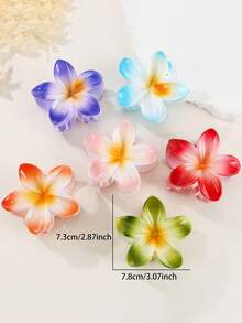 8 piezas Clips de pelo con diseño de flor de hibisco/hawaiana de plástico ABS (resina ABS) 2025 Nuevos Plumeria para playa, viaje, fiesta, vacaciones, regreso a la escuela, accesorios de pelo frescos, moda otoñal para mujer, pinzas de pelo elegantes para invierno y verano - Multicolor - Ver 3